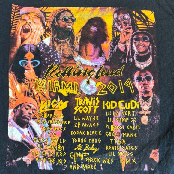 RARE MERCH 2019 ROLLING LOUD HIP HOP FESTIVAL MIAMI TShirt FT Travis Scott - Picture 7 of 10